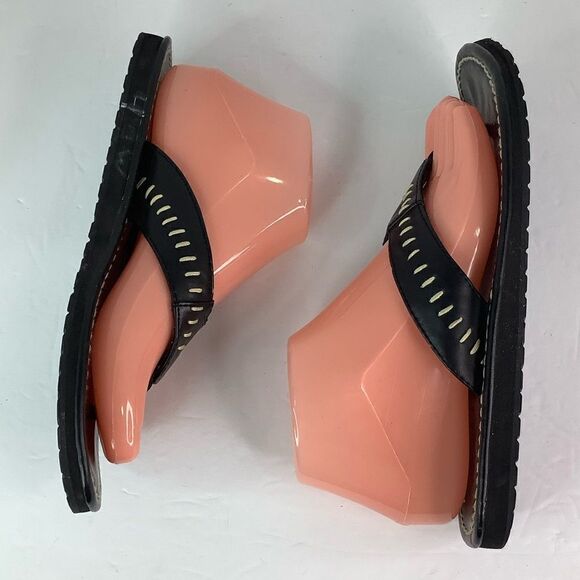 Flojos Black Leather Thong Flip Flop Casual Summer Women’s Size 7 - Picture 3 of 11